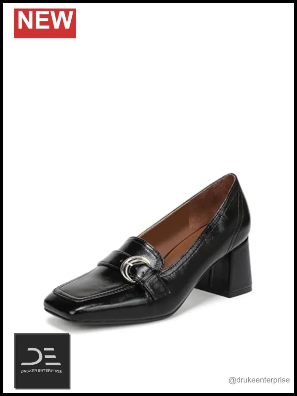 Faux Leather Loafer Pumps with Square Toe and Block Heel